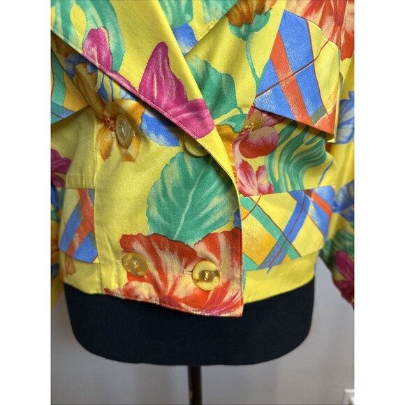 HW Yellow Floral Vest Size 12 with Jacket Size 4 Vintage Tropical Vacation - Picture 7 of 16